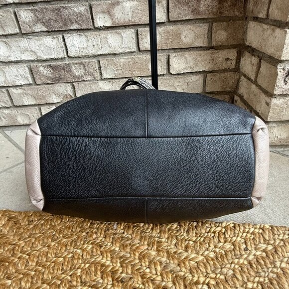 COACH PHOEBE LEATHER & EXOTIC PYTHON EMBOSSED TRIM HOBO SHOULDER BAG BLACK GRAY - Picture 11 of 16